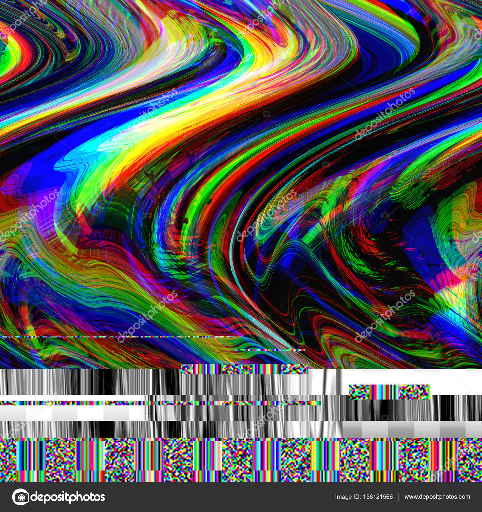 Glitch psychedelic background. Old TV screen error. Digital pixel